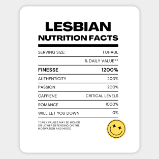 Lesbian Nutrition Facts Sticker